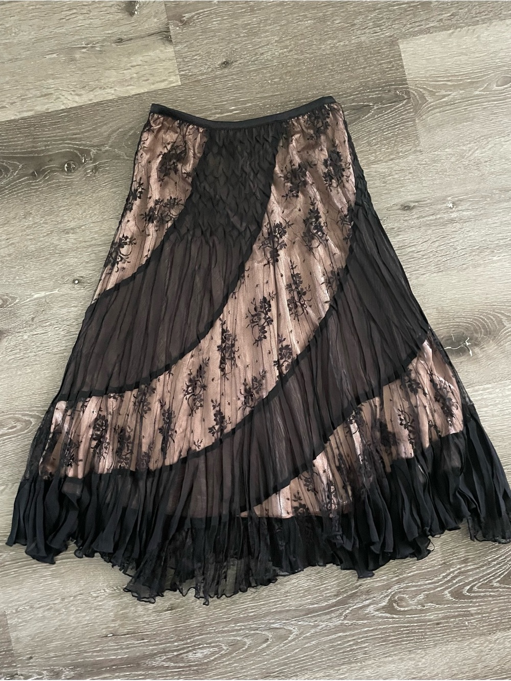 Komarov Black Lace Midi Skirt sz 32W fairy whimsigoth steampunk